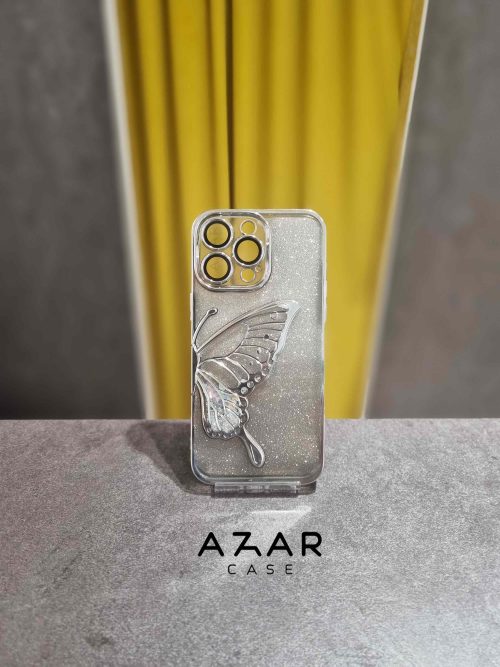 قاب گوشی طرح پروانه آکواریومی نقره ای مناسب آیفون 13 و سایر گوشی های آیفون