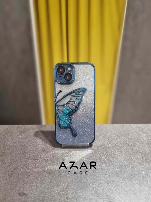 قاب گوشی طرح پروانه آکواریومی آبی مناسب آیفون 13 و سایر گوشی های آیفون