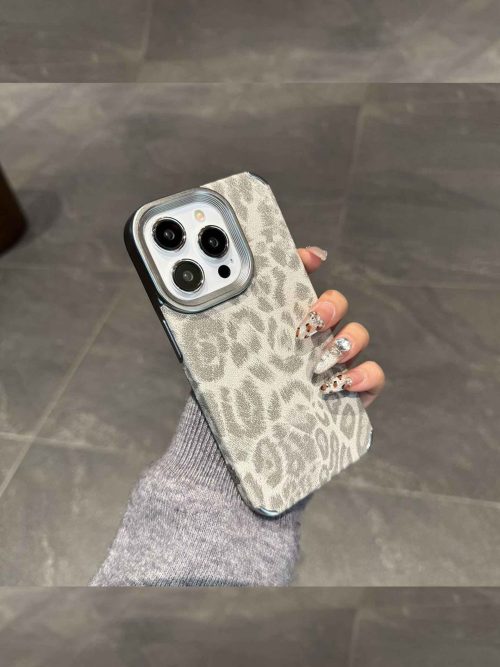 قاب گوشی پلنگی سفید Leopard Grey مناسب آیفون 13 و سایر گوشی های آیفون