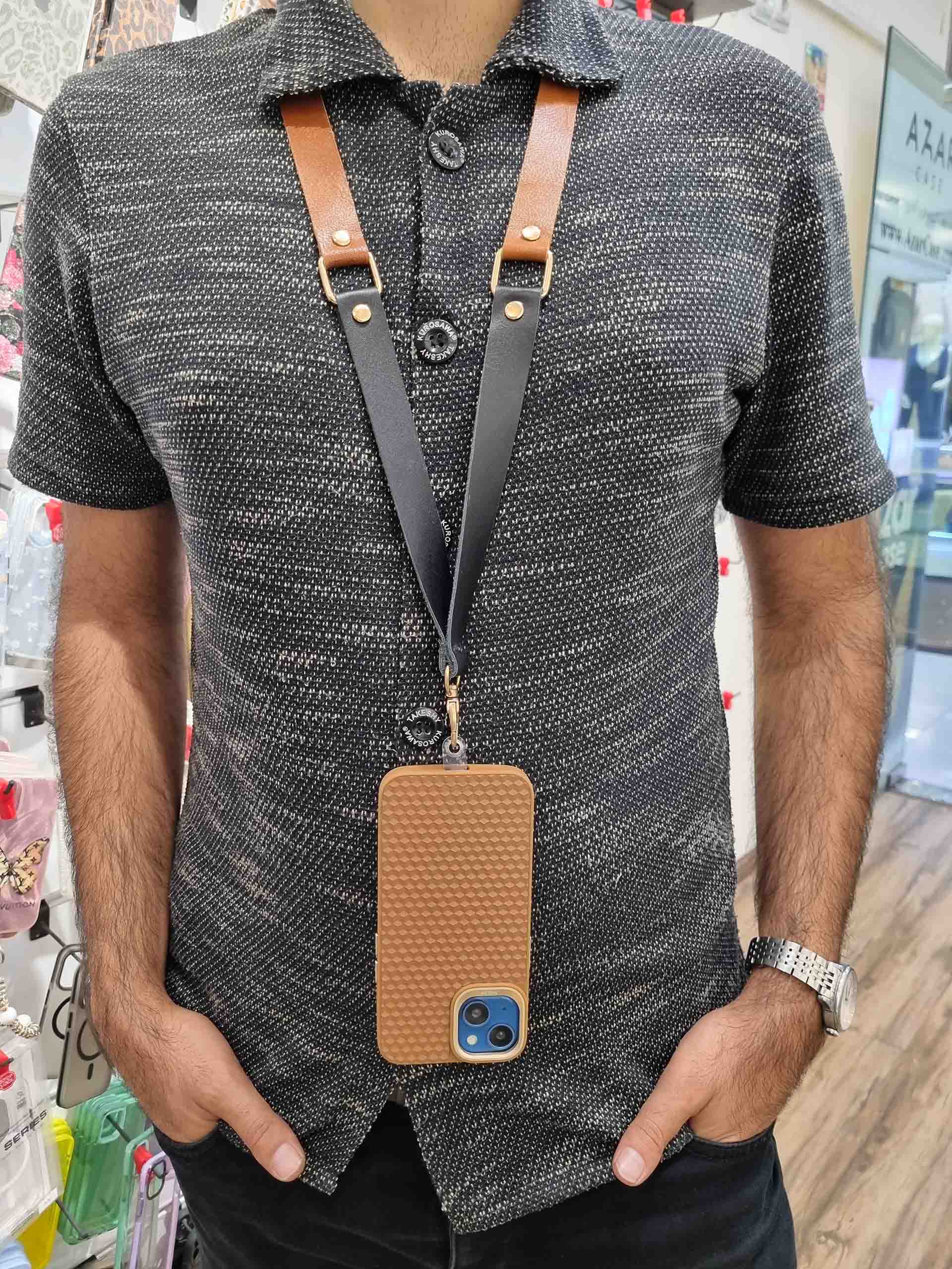 بند گوشی گردنی چرمی شیک