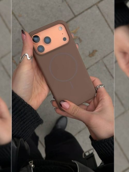 قاب گوشی سیلیکونی مگسیف قهوه ای 17promax