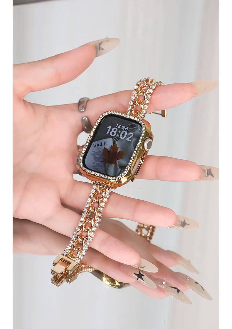 بند اپل واچ کارتیر نگینی نمای کناری