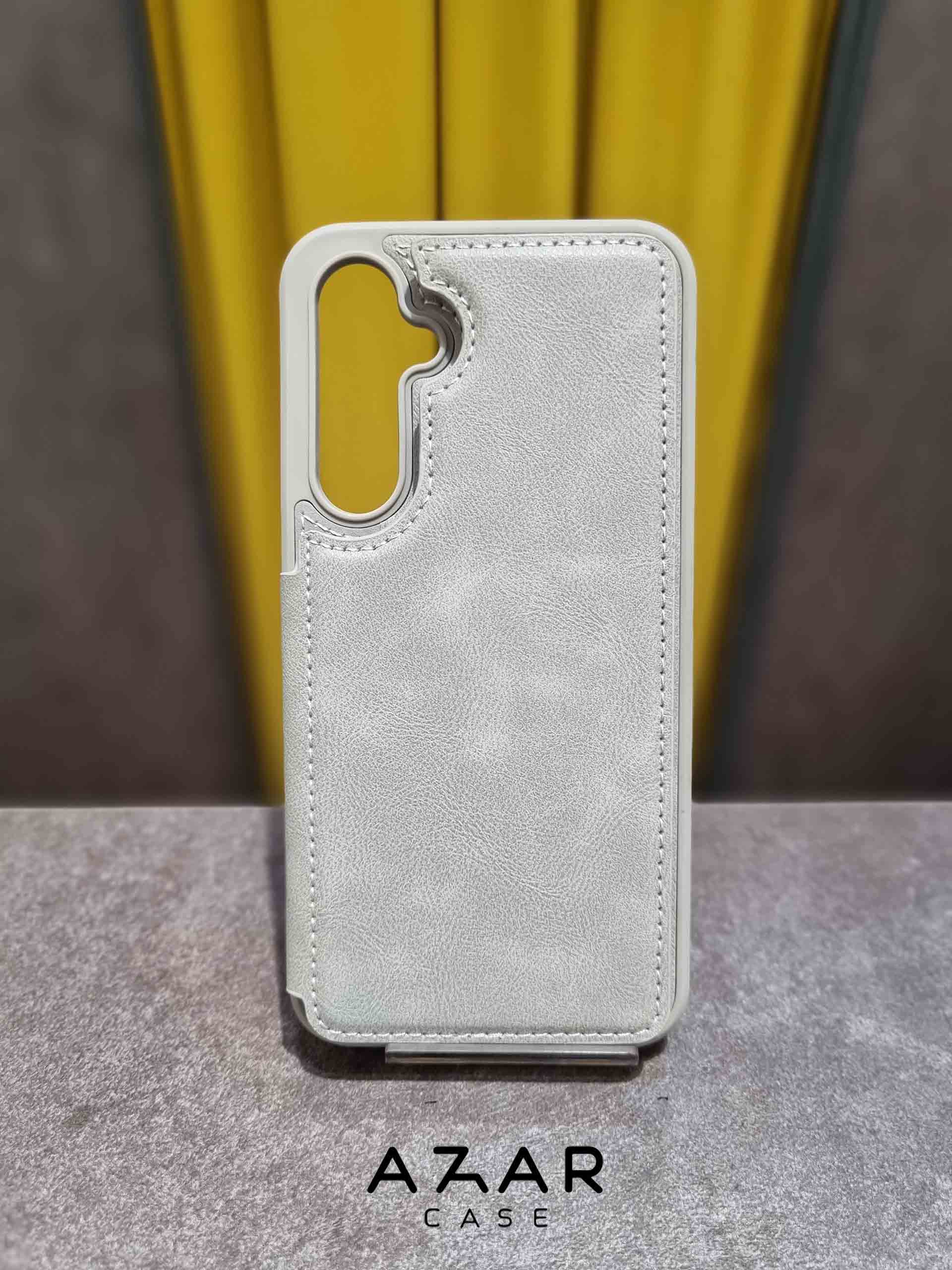 قاب گوشی چرمی کیفی طوسی